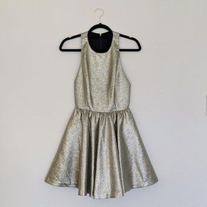 Alice & Olivia Tevin Gold Metallic Dress